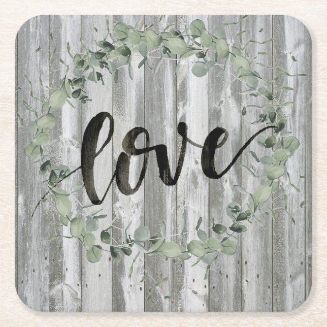 Farmhouse Inspiration - Love Square Paper Coaster (Front)