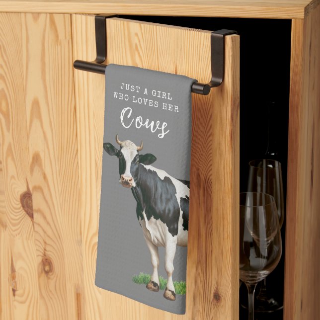 Farmhouse | Just a Girl who Loves Her Cows Kitchen Towel (Thirds Fold)