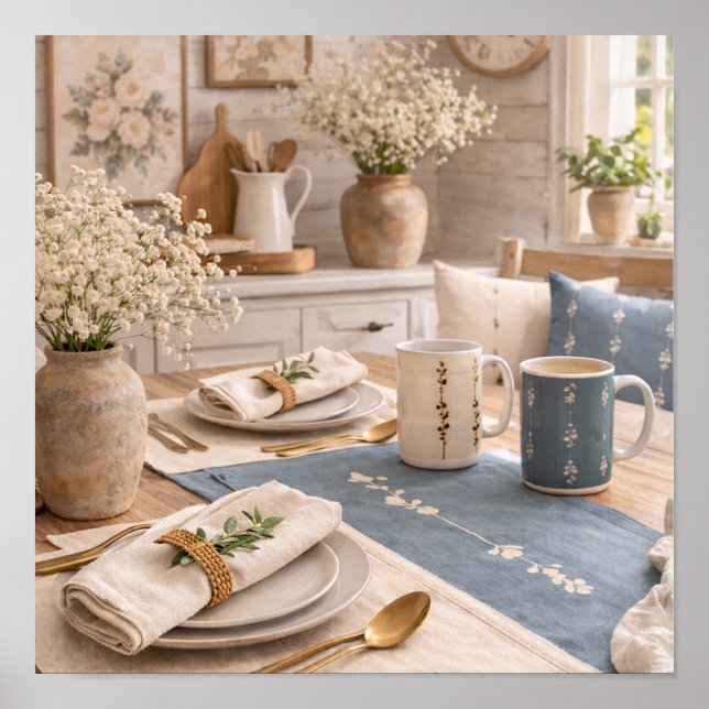 Farmhouse Kitchen Still Life Botanical Table Poster (Front)