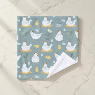Farmhouse Kitsch Chicken Dusty Blue Cottagecore Wash Cloth
