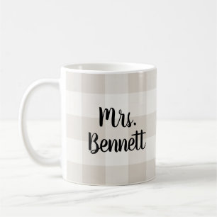 Farmhouse Linen Buffalo Check Mrs. Monogram Coffee Mug