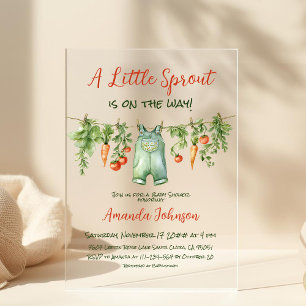 Farmhouse Little Sprout Clothesline Baby Shower Acrylic Invitations