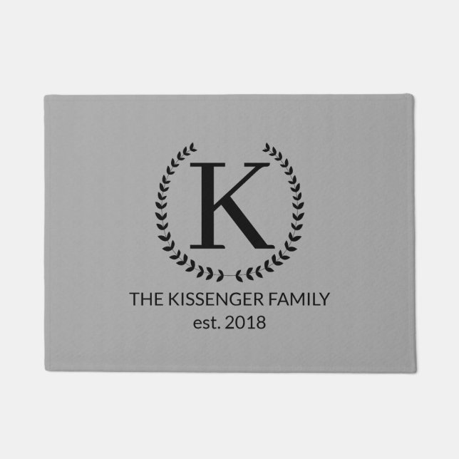 Farmhouse Monogram Light Grey Door Mat (Front)