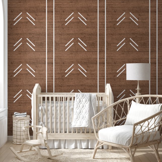 Farmhouse Mudcloth Rustic Brown Wallpaper (Kids)
