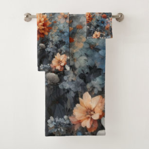 Farmhouse navy blue preppy  bath towel set