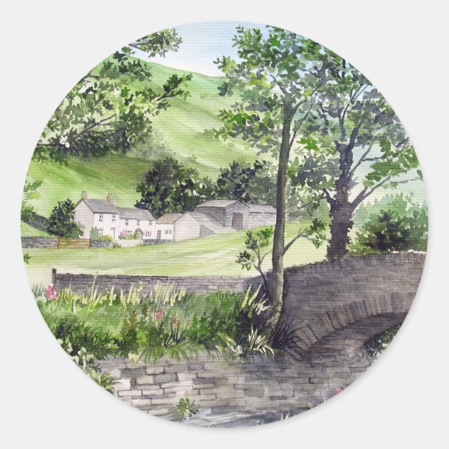 Farmhouse near Thirlmere, Lake District, England Classic Round Sticker (Front)