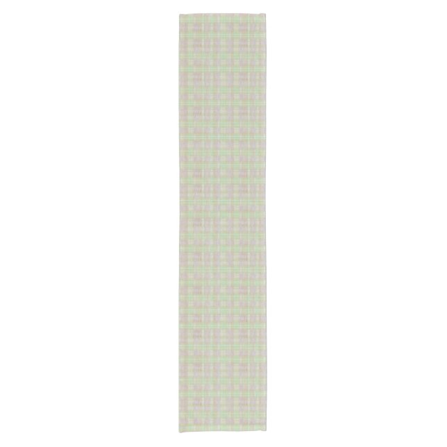 Farmhouse Neutral Sage Plaid Short Table Runner (Front)