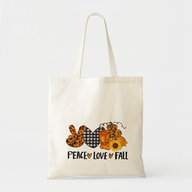 Farmhouse Peace Love Fall Tote Bag (Front)
