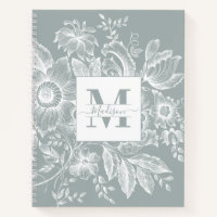 Farmhouse Peony Monogram Navy French Light Grey