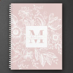 Farmhouse Peony Monogram Navy French Light Pink Notebook<br><div class="desc">Personalize with your custom monogram and name! This vintage french inspired farmhouse design features your initial and name in trendy script calligraphy surrounded by a gorgeous white peony bouquet on a light pink background.</div>