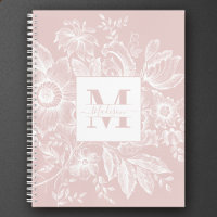 Farmhouse Peony Monogram Navy French Light Pink
