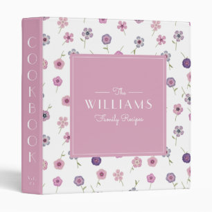 Farmhouse Pink Floral Family Recipe Cookbook Binder