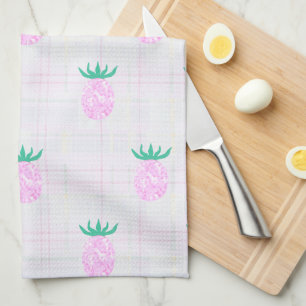 Farmhouse Pink Pineapples Kitchen Towel