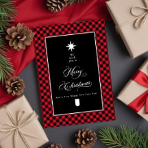 Farmhouse Plaid Chalkboard Photo Merry Christmas
