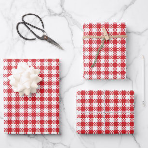 Farmhouse plaid red white rustic buffalo pattern wrapping paper sheet