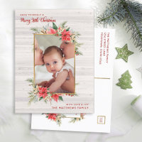 Farmhouse Poinsettia Merry Little Christmas Photo