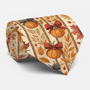 Farmhouse Pumpkin Bow Autumn Pattern Tie