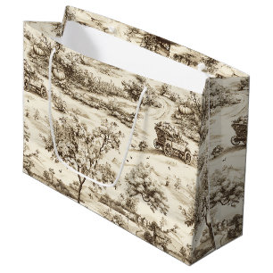 Farmhouse Pumpkin Harvest Countryside Toile (2) Large Gift Bag