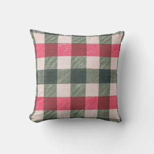 Farmhouse Red and Green Gingham Throw Pillow