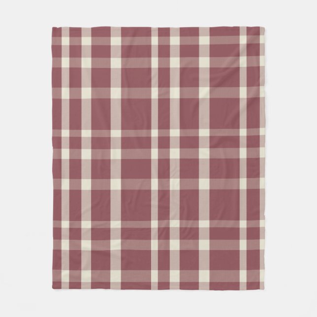 Farmhouse Red Cream Plaid Fleece Blanket (Front)