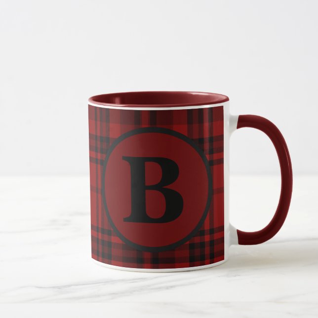 FARMHOUSE RED GINGHAM CHECKERED PLAID  MUG (Right)