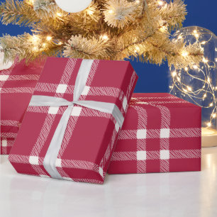 Farmhouse red off white hand drawn plaid rustic wrapping paper