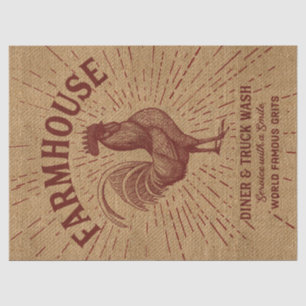 Farmhouse Rooster Burlap Look Tissue Paper