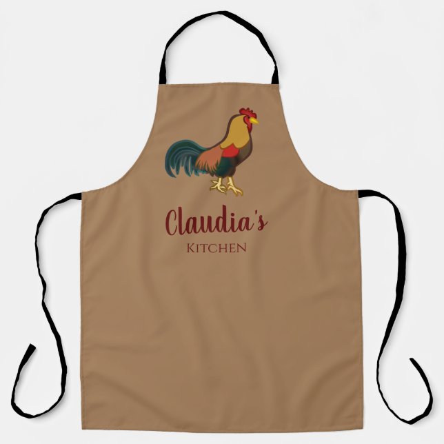 Farmhouse Rooster Country Kitchen Apron (Front)