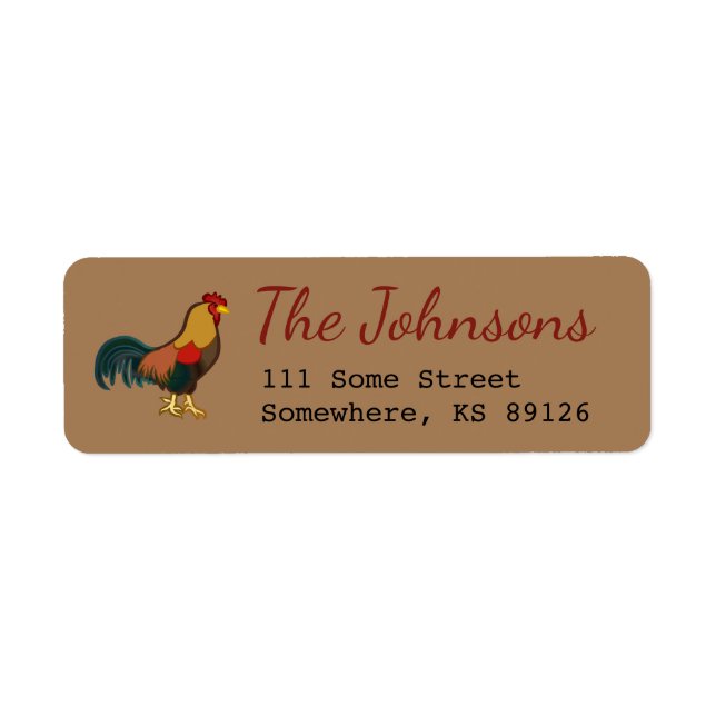 Farmhouse Rooster Design Return Address Labels (Front)