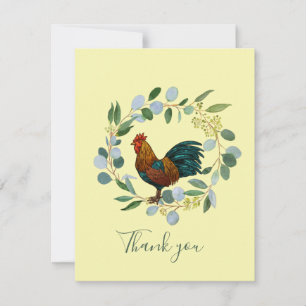 Farmhouse Rooster & Eucalyptus Wreath Thank You Card