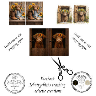 Farmhouse Rustic Barn Decoupage  Wrapping Paper Sheet