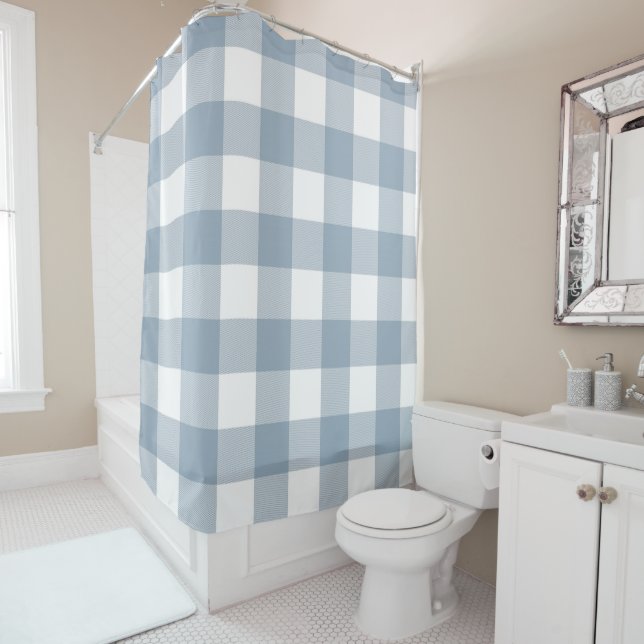 Farmhouse Rustic Blue Grey Buffalo Plaid Square (In Situ)