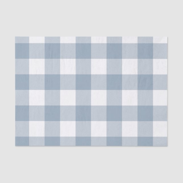 Farmhouse Rustic Blue Grey Buffalo Plaid Square Tissue Paper (Front)