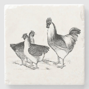 Farmhouse rustic chicken animals kitchen stone coaster