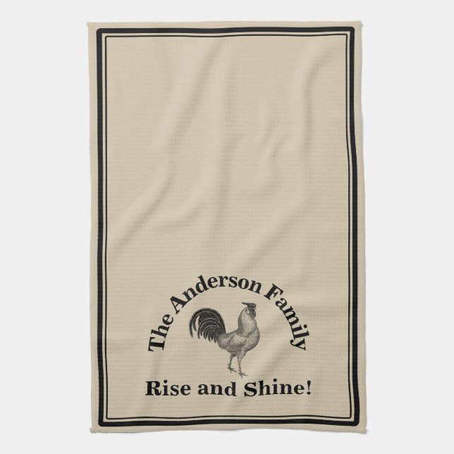 Farmhouse Rustic Chicken Custom Family Kitchen Towel (Vertical)