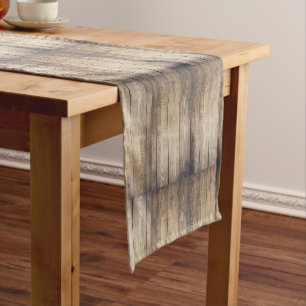 Farmhouse Rustic Country Light Barn Wood Planks Short Table Runner