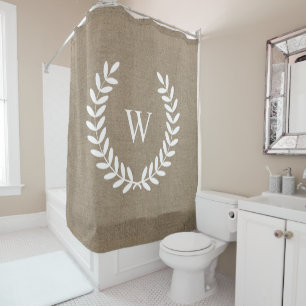 Farmhouse Rustic Country White Laurels Monogram