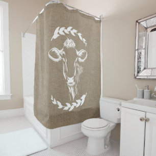 Farmhouse Rustic Faux Burlap Laurels Dairy Cow