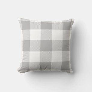 Farmhouse Rustic Grey Buffalo Check Plaid Throw Pillow