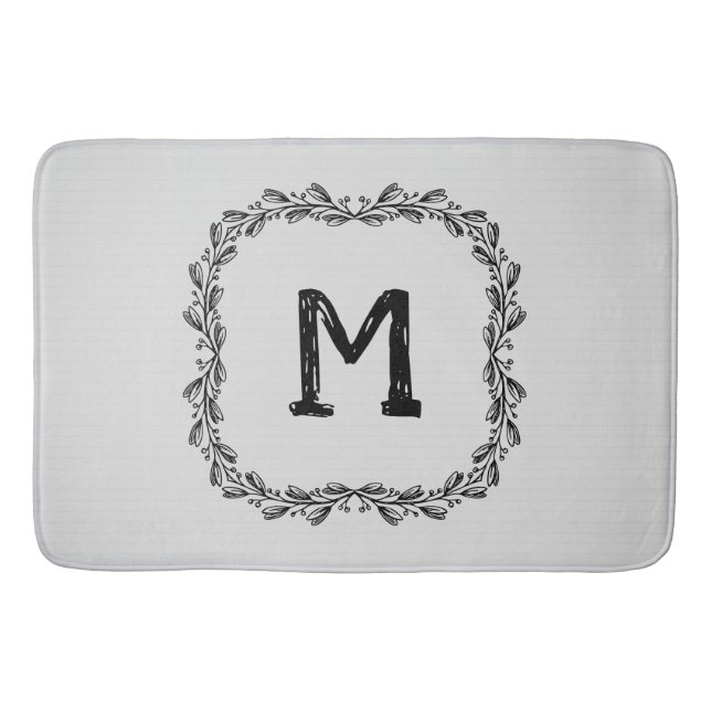 Farmhouse Rustic Laurel | Monogram Bath Mat (Front)