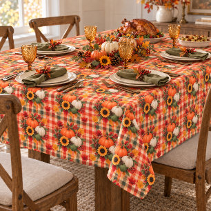 Farmhouse Rustic Plaid Fall Harvest Thanksgiving Tablecloth