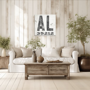 Farmhouse Rustic State Zip Code Alabama Canvas Print
