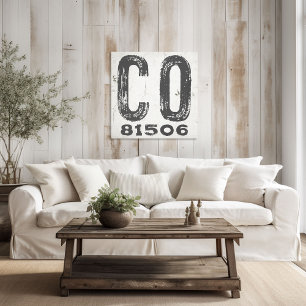 Farmhouse Rustic State Zip Code Colorado Canvas Print