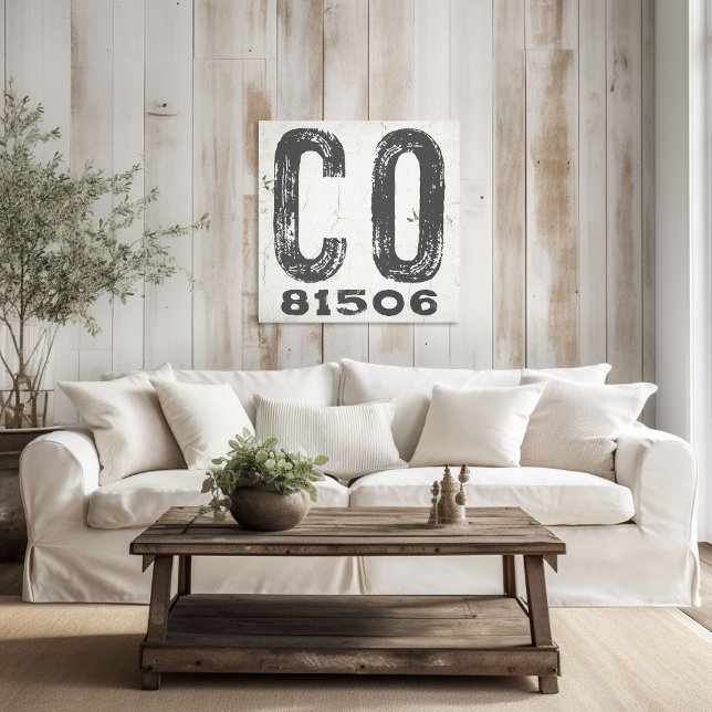 Farmhouse Rustic State Zip Code Colorado Canvas Print (Creator Uploaded)
