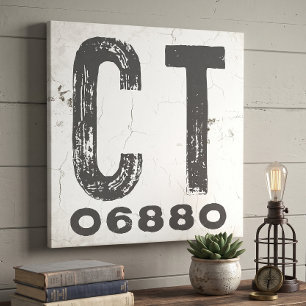 Farmhouse Rustic State Zip Code Connecticut Canvas Print