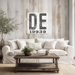 Farmhouse Rustic State Zip Code Delaware Canvas Print<br><div class="desc">This rustic sign is a simple way to display your love for home. The zip code can be personalized with any zip code in the state. Makes a great gift. Created by Simply Farmhouse Press.</div>
