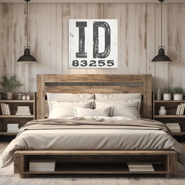 Farmhouse Rustic State Zip Code Idaho Canvas Print (Creator Uploaded)