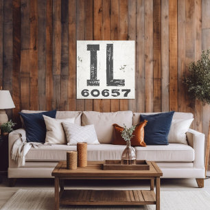 Farmhouse Rustic State Zip Code Illinois Canvas Print