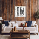 Farmhouse Rustic State Zip Code Indiana Canvas Print<br><div class="desc">This rustic sign is a simple way to display your love for home. The zip code can be personalized with any zip code in the state. Makes a great gift. Created by Simply Farmhouse Press.</div>