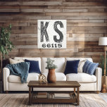 Farmhouse Rustic State Zip Code Kansas Canvas Print<br><div class="desc">This rustic sign is a simple way to display your love for home. The zip code can be personalized with any zip code in the state. Makes a great gift. Created by Simply Farmhouse Press.</div>